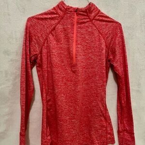 Tangerine Red Half Zip Athletic Pullover Thumbholes Women’s M
